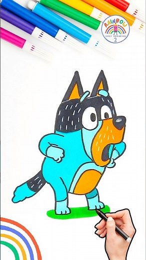 How to Draw Bluey | Draw Bluey Bandit Drawing Wow 🌈🐶 #bluey #shorts #drawing #chimpanzee