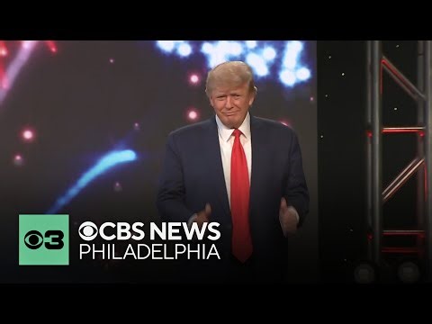 President Trump speaking at Mount Airy Casino Resort in the Poconos Tuesday