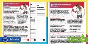 Senior Phase - English - South Africa and the Summer Olympics Boxing - Comprehension (CAPS Aligned)