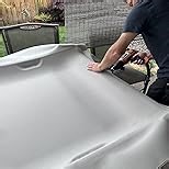 Headliner Fabric Mesh Type 60" W×98" L with Foam Backing Headliner Material Car Roof Upholstery Fabric for Automotive Truck RV Boat Home Replacement DIY, Light Gray