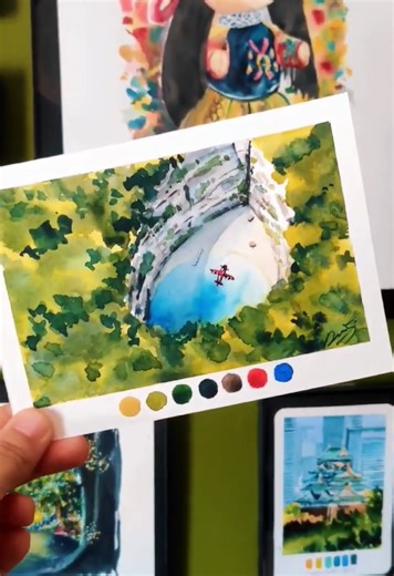Watercolor painting | Studio Ghibli scene paso a paso