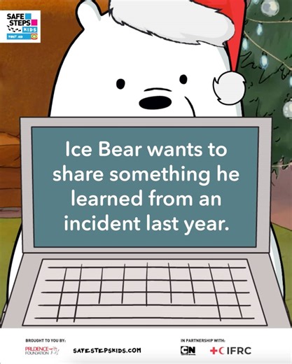 Last year’s incident left a lasting impression on Ice Bear. 💭 ​ Make sure to refresh on the SAFE STEPS, so you can act quickly if someone is choking! 💡✅​ Find out more: https://www.safestepskids.com/first-aid ​ #SAFESTEPSKids Prudence Foundation International Federation of Red Cross and Red Crescent Societies | Cartoon Network