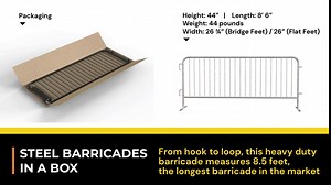 Angry Bull Barricades Barricade in a Box 2.0 - Heavy Duty Interlocking Steel Barricade, 8.5 Ft. (Black, Flat feet)