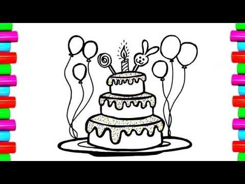 How To Draw A Birthday Cake Step By Step 🎂 Birthday Cake Drawing Easy, Easy cake drawing, Cake video