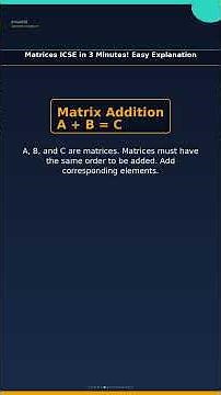 Matrices ICSE in 3 Minutes! Easy Explanation | Mathematics