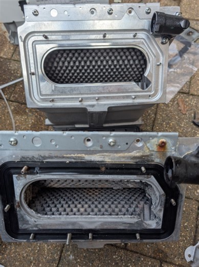 Photos from a Glow-worm 330 job ~ replaced the heat exchanger, flue hood assembly (front & top), electrodes, and burner. Always spray the gas isolation valve under the boiler ~ had them leak before 👀 Cleared a big air lock. All back up and running, customer happy. Happy days ✅ #Glowworm #BoilerRepair #HeatExchanger #GasEngineer #HeatingEngineer