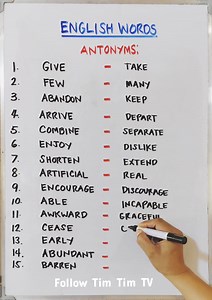 English Words: Antonyms: give - take https://youtube.com/@timtimtv1125 | Tim Tim TV