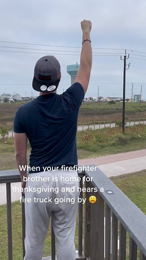 Firefighter Brother Home for Thanksgiving Responding to Fire Truck
