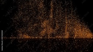 Gold particles explosion on floor 4k footage, particles moving fast, celebrations background, awards