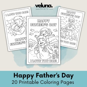 Father’s Day Coloring Pages – 25 Sheets – DIY Gift for Dad – June Morning Work