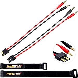 HobbyPark RC Battery Charger Adapter Connector for Traxxas to 4mm Banana Plugs with 14AWG Gauge Wire