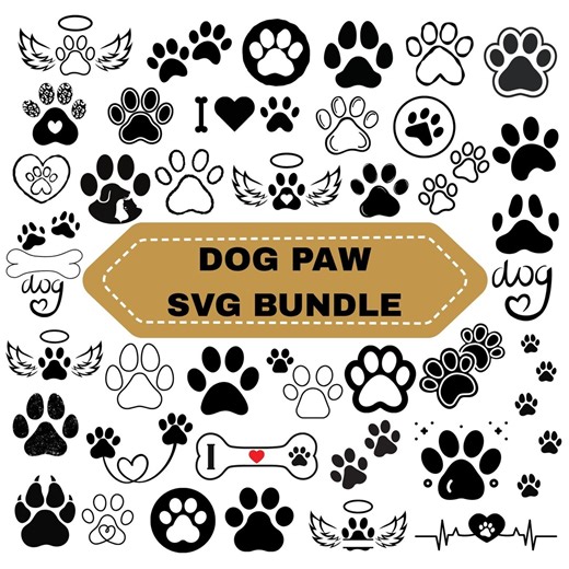 Dog Paw SVG Bundle: Paw Print, Silhouette Cut Files (digital Download) - Etsy