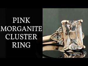 2 Carat Morganite Engagement Ring With Diamond Clusters in Rose Gold