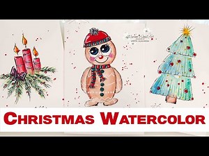 🎄NEW 2021!!! - Easy Beginner Watercolor Christmas Cards ~ ✂️ Maremi's Small Art