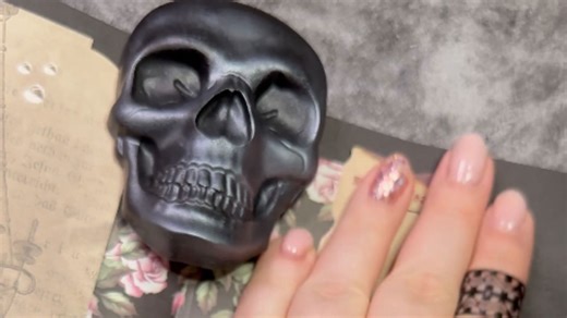 Girl does an amazing ASMR of scrap-booking journaling in goth style satisfying ASMR