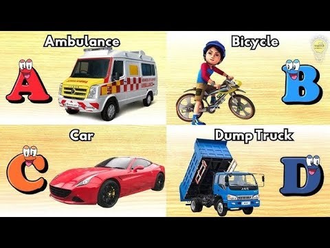 ABCD Song with Vehicle Names 🚗 | Alphabet Song for Kids | Learn Vehicles A to Z