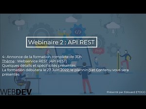 WEBINAIRE 2-4 : ANNONCE DE LA FORMATION DE 30H SUR LE WEBSERVICE