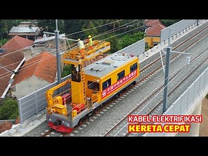 Mantap..! Pemasangan kabel elektrifikasi jalur KERETA CEPAT dikebut. Indonesian high speed railway.