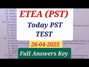 PST Etea Test Dated 26-04-2025| Etea PST Test 26 April 2025 KPK | 26-04-2025 Etea PST TEST | 2025