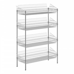 Regency 18" x 48" x 64" NSF Chrome Stationary 4 Basket Retail Storage Display Stand