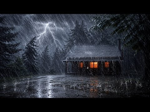 Sleep Instantly | Heavy Rain & Thunder Inside a Cozy Cabin | rain sound