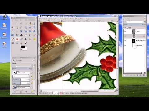 Gimp Basic Christmas Card Tutorial, Inserting text & Background Images, Voice Tutorial