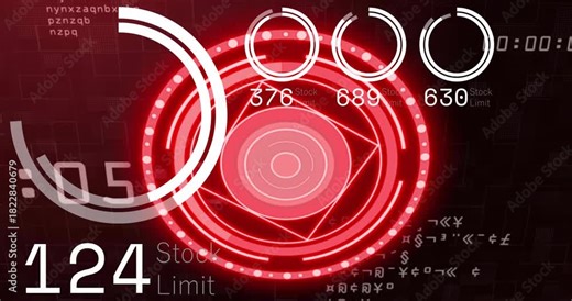 Central red HUD showing stock limit counter ticking causing pulsing sweep arc rising then falling