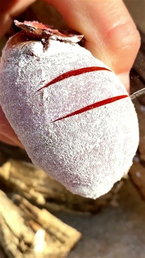 It Looks Frozen Until You Slice It Open! 😱❄️ #shorts