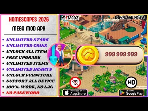 HOMESCAPES MOD APK V 8.5.600 TERBARU 2026 - UNLIMITED COINS & UNLOCK ALL LEVELS