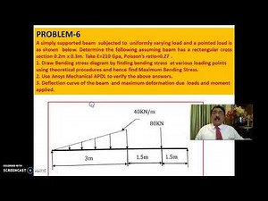 Beam Subjected to Uniformly Varying Load-Demo -Using Ansys Mechanical APDL-Problem-6 -Session -3