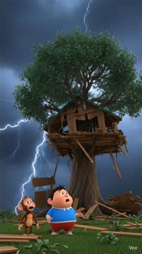 Motu Aur Bandar Ka Tree House | Mehnat, Dosti Aur Toofan 😢🌳