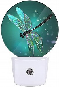 EKOBLA Dragonfly Plug-in Night Light, Fantasy Green Insect LED Nightlight for Kids, 0.5W for Stairway, Hallway & Bedroom