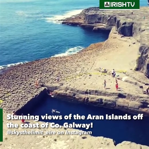 Stunning views of the Aran Islands! 🇮🇪☘️ The Aran Islands are 3 rocky isles guarding the mouth of Galway Bay, in western Ireland. They’re known for their ancient sites. The largest island, Inishmore, is home to the prehistoric fort of Dún Aonghasa, perched on top of a high cliff. Nearby is the Worm Hole, a rectangular natural pool. The medieval ruins of the Seven Churches are in the northwest. Clochán na Carraige is a stone structure with a beehive roof. 💚 🎥 Sky's the limit | Irish TV
