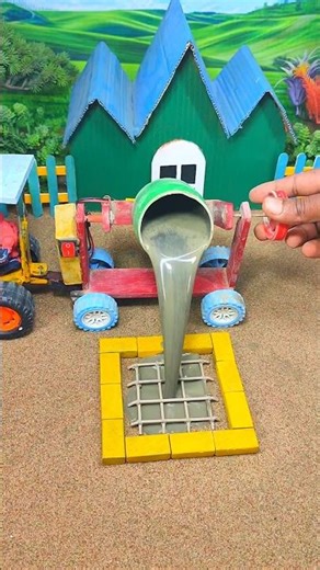 🔥🔥 Real Working Cement Mixer Machine 🚜 DiY Homemade Tractor & Bricks Project #shorts #youtubeshorts