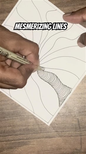 Hypnotic Line Flow Illusion 🤯✨ #satisfying #abstractart #drawing #lineart #satisfying #art