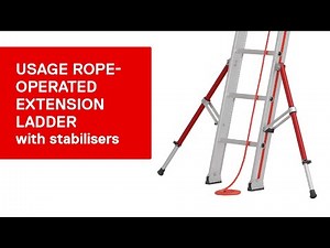 EN | Correct usage of a rope-operated extension ladder with adjustable stabilisers