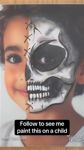 Halloween Skeleton Skull Face Paint Tutorial 💀 #halloween #halloweenmakeup #facepainting #skeleton