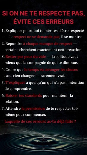 Si quelqu'un ne te respecte pas, évite ces 7 erreurs