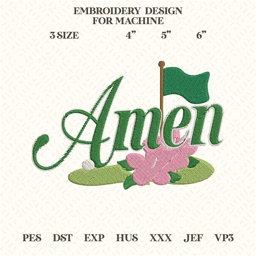 Easter Golf Embroidery Designs: Amen Embroidery Machine File of Golf Weekend Embroidery Design With Golf Tee (DST, PES, EXP, More) - Etsy