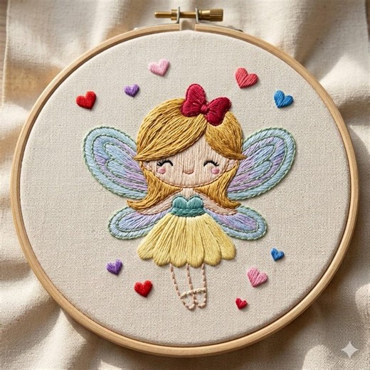 Whimsical Angel Hand Embroidery Pattern, Little Angel With Hearts Embroidery PDF Instant Download - Etsy