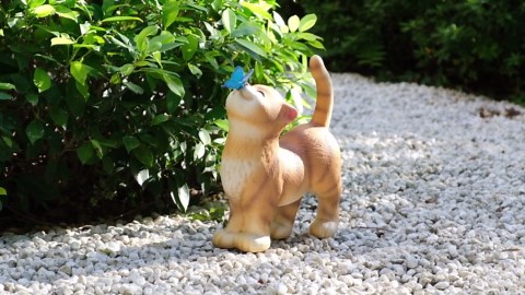 Mainstays Weather-Resistant Cat Garden Statue with Butterfly