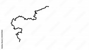 Kazakhstan map, country territory outline self drawing animation. Line art.