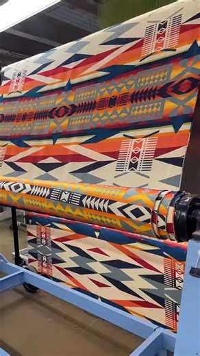 Pendleton Woolen Mills | The Fire Legend pattern comes to life during the weaving process at our mill in Pendleton, Oregon. | Instagram