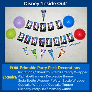 Free Inside Out Printable Party Decoration Pack! #InsideOutEvent | Mrs. Kathy King CEO of Tiara Marketing