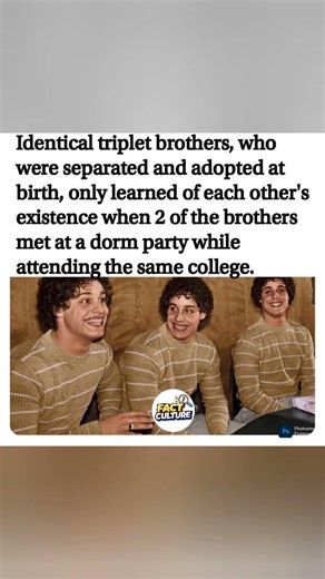 Triplet brothers separated at birth met at a college dorm party. #Triplets #Twins #Adoption #Reunion