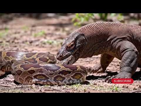 Komodo Dragon's Deadly Battle with a Giant Python 🐍