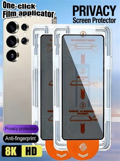 2Pcs Anti-Peep Dust-Free Installation Tempered Glass Screen Protector 9H Hardness High Aluminum Screen Printing, Dual Explosion Proof, Scratch Resistant, And Anti Spy Compatible With Samsung Galaxy S26 S25 S24 Ultra FE A57 A37 A56 A36 A17 A07 A16/Compatible With Xiaomi 15T 14T 13T Poco M6 M7 X7 Pro/ Note 14 13 Pro 4G 5G/Compatible With IPhone 17 Pro Max 16 15 14 Plus 13 12 11 One Click Dust-Proof And Easy Installation Office/Subway Privacy Protection | SHEIN