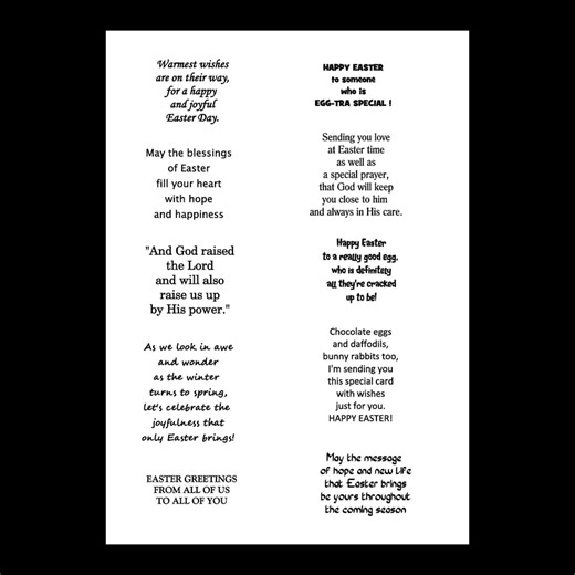 Easter Card Inserts JPG Digital Sheet, Printable Easter Card Verses, Easter Greetings Sayings, Easter Card Sentiments, Inside Card Messages - Etsy Ireland