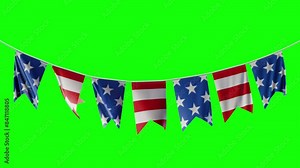 4K animation of the USA flag waving on a green screen background