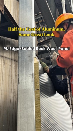 This is the type of exterior wall panel that steel-structure factory owners love. It looks just like aluminum panels once installed, but the cost is only half of aluminum. #installation #panel #wallpanel #Durable #Insulation #panels #wallpanels #sandwichpanel #steelstructure #corrosionresistance #curtainwall #rockwool #pupanel #polyurethane #Fireproof #corrosion #Waterproof | BRD Insulation Panels